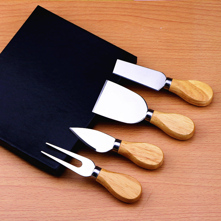 Stainless steel cheese knife with oak handle