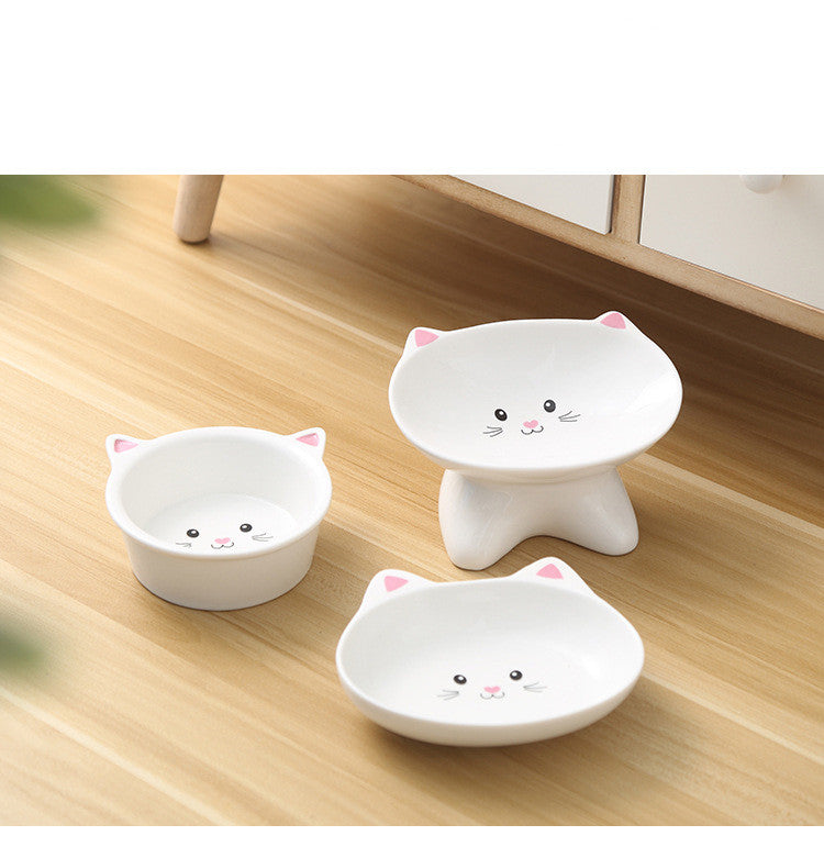 Ceramic Cat Face Pet Bowl