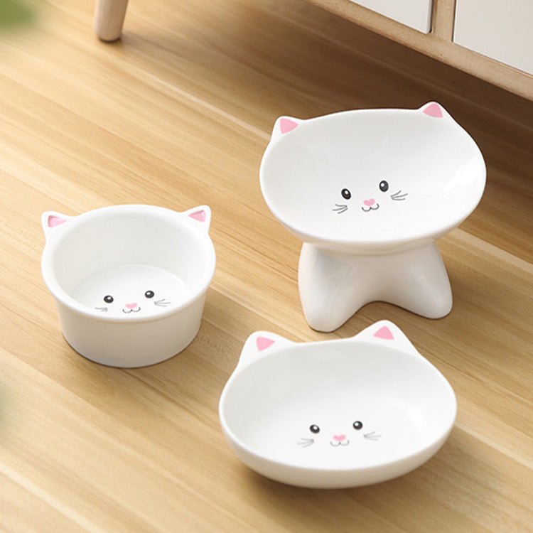 Ceramic Cat Face Pet Bowl