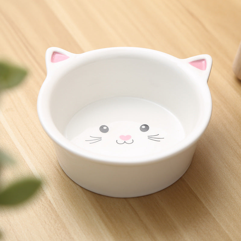 Ceramic Cat Face Pet Bowl