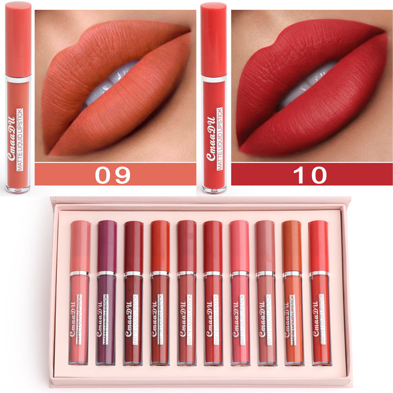 Women's Non-stick Waterproof Matte Lipstick 10pc box