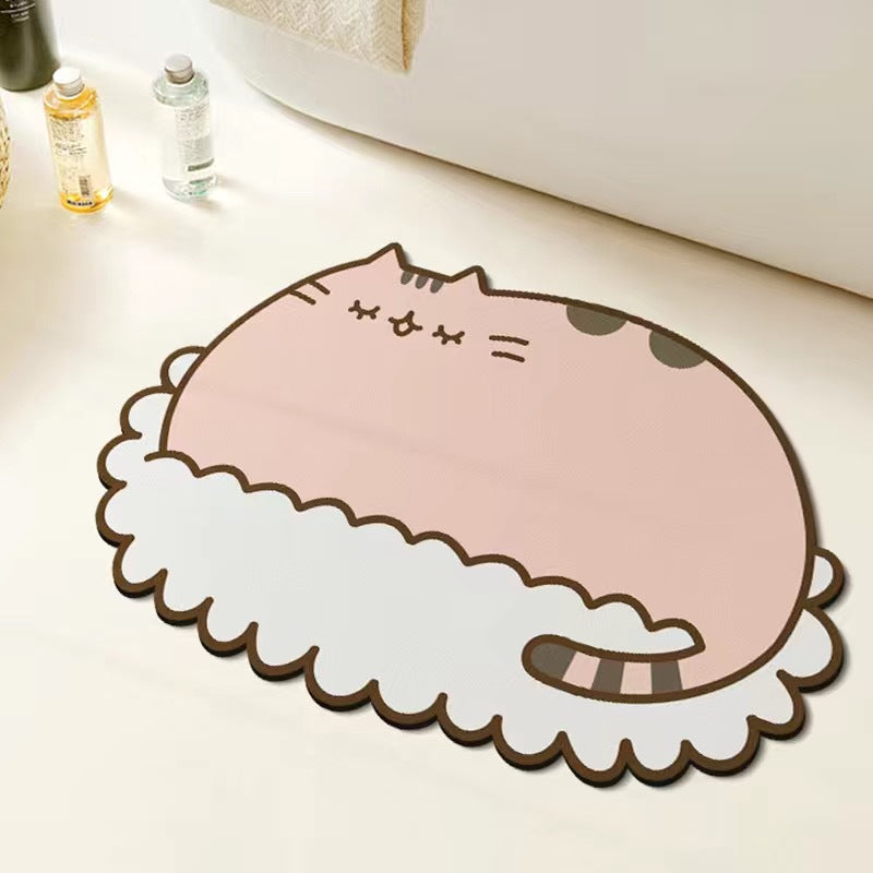 Diatom Ooze Floor Mat Cute Cartoon Cat Foot Mat