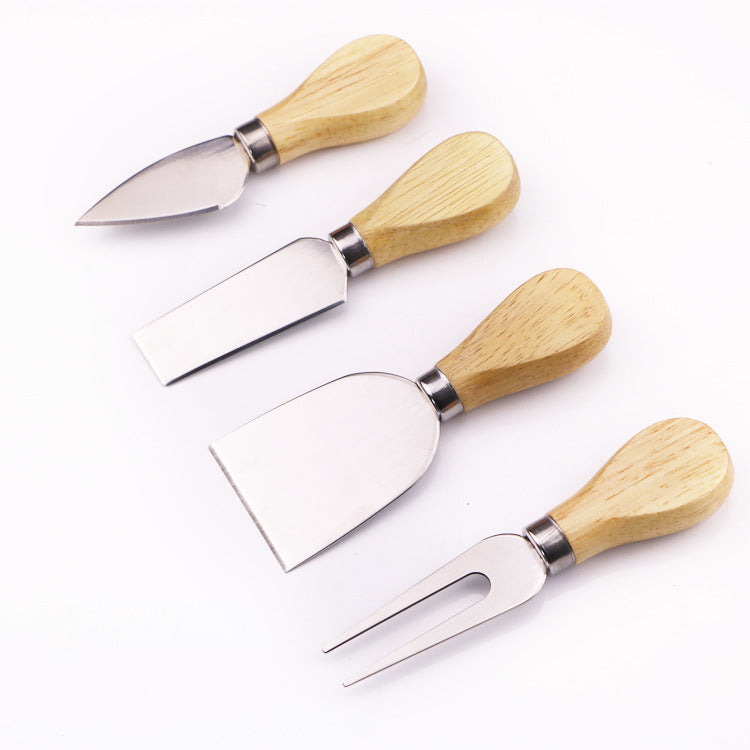 Stainless steel cheese knife with oak handle