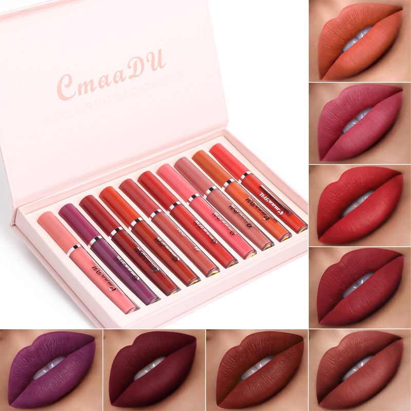 Women's Non-stick Waterproof Matte Lipstick 10pc box