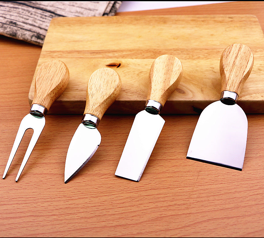 Stainless steel cheese knife with oak handle