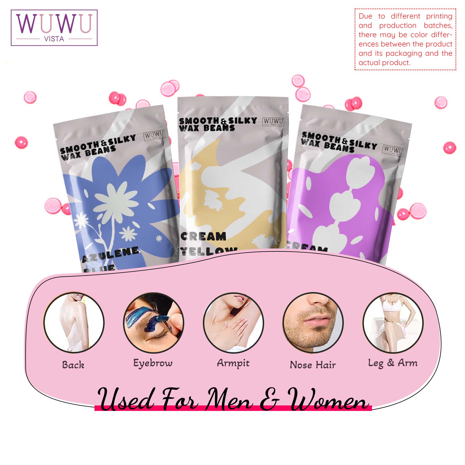 WUWUVISTA 50g Wax Beans Hair Removal Hard Wax Beads Depilatory Hot Waxing Beans For Wax Heater Waxing Warmer Painless For All Hair Types
