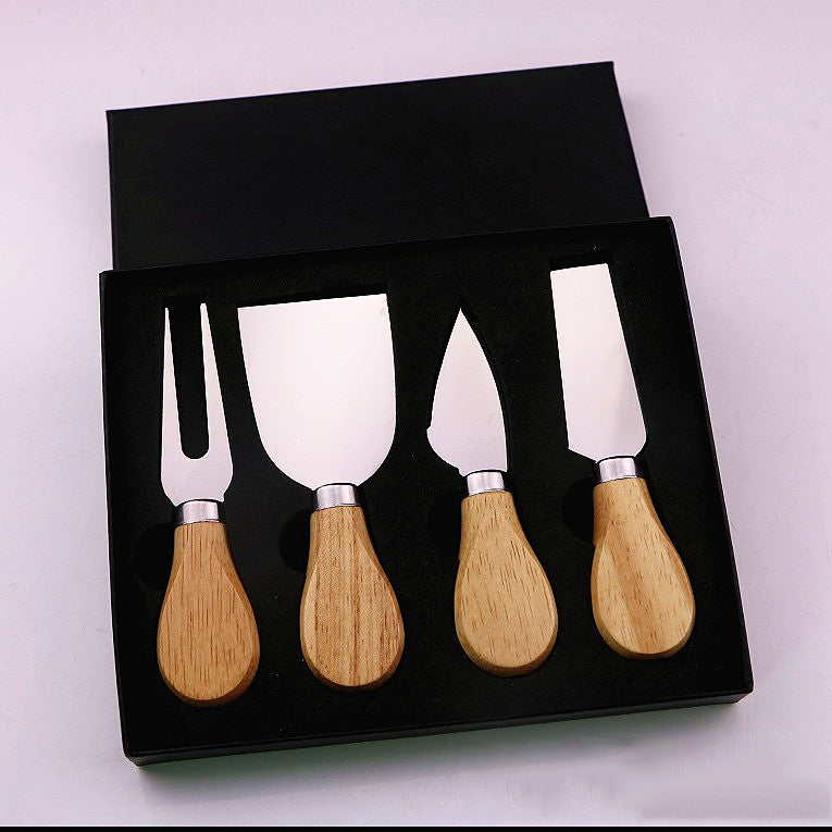Stainless steel cheese knife with oak handle