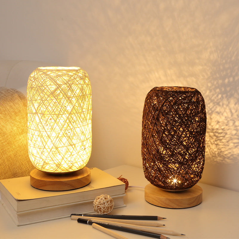 Bedroom Bedside Decoration Dimmable LED Night Light Wooden Twine Vine Bal Table Lamp