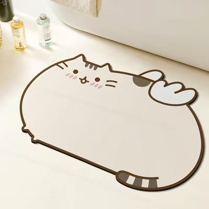 Diatom Ooze Floor Mat Cute Cartoon Cat Foot Mat