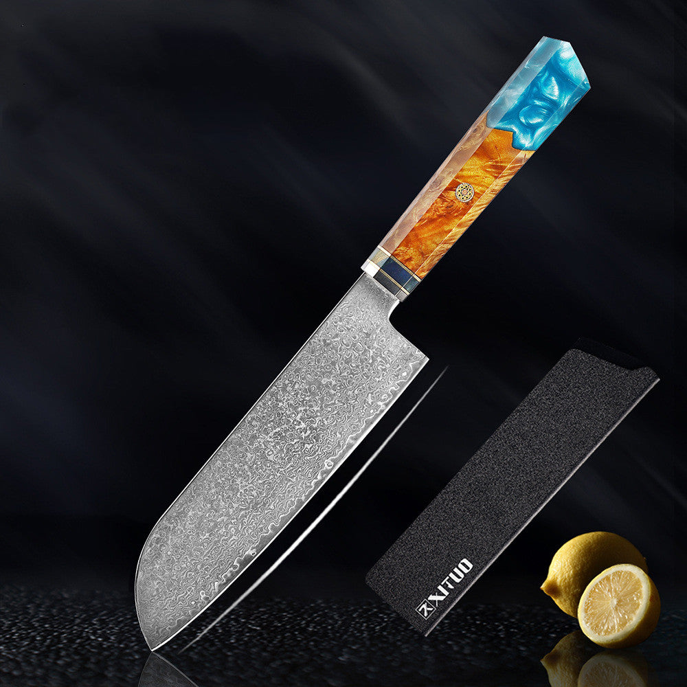 Kitchen Set Knife Damascus Steel Kitchen Knife - Chef Knife Santoku - Knife Japanese - Knife Kitchen Tool