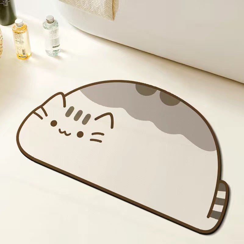 Diatom Ooze Floor Mat Cute Cartoon Cat Foot Mat