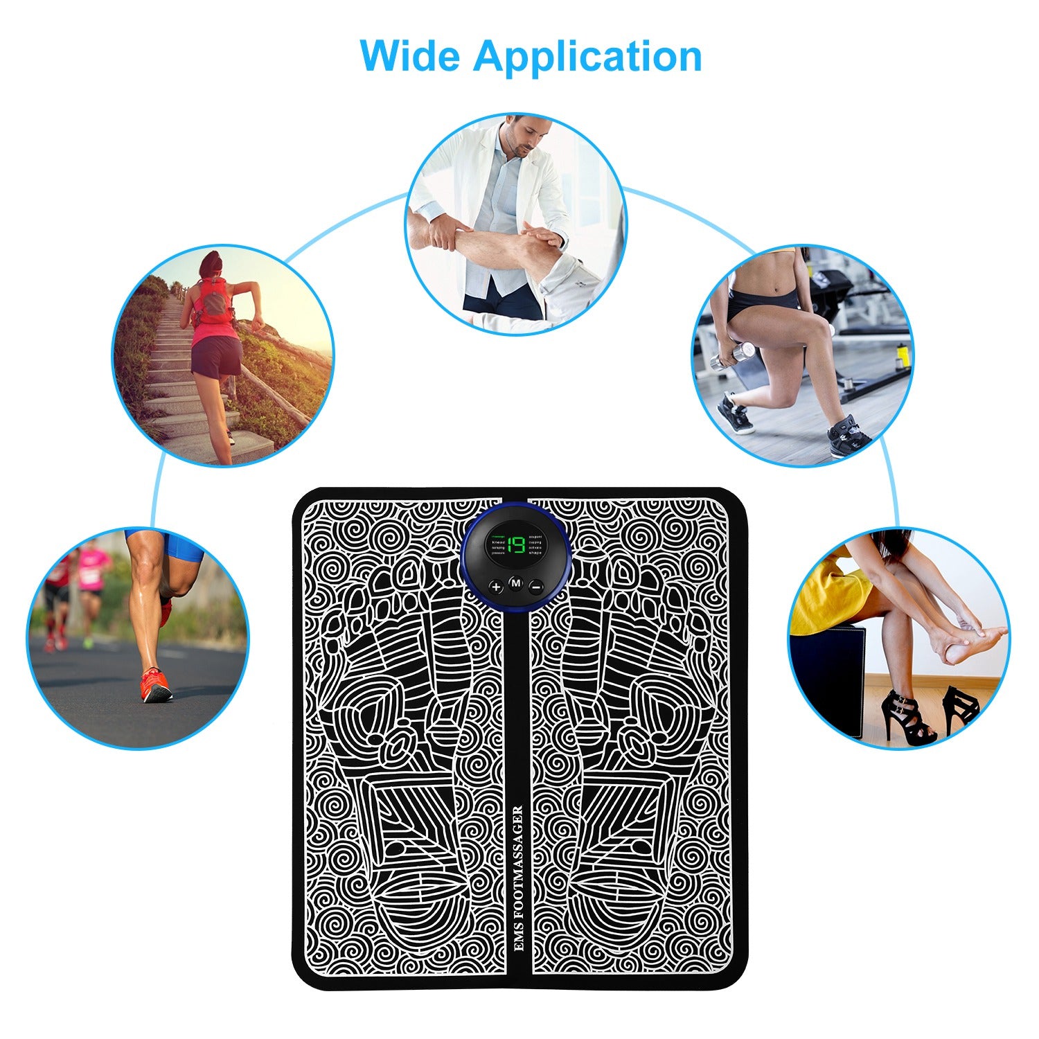 1Pc Foot Massage Pad Electric Stimulator Massager Unit Leg Reshaping Muscle Pain Relax Foldable Massage Mat With 8 Modes 19 Intensity Levels Remote Control
