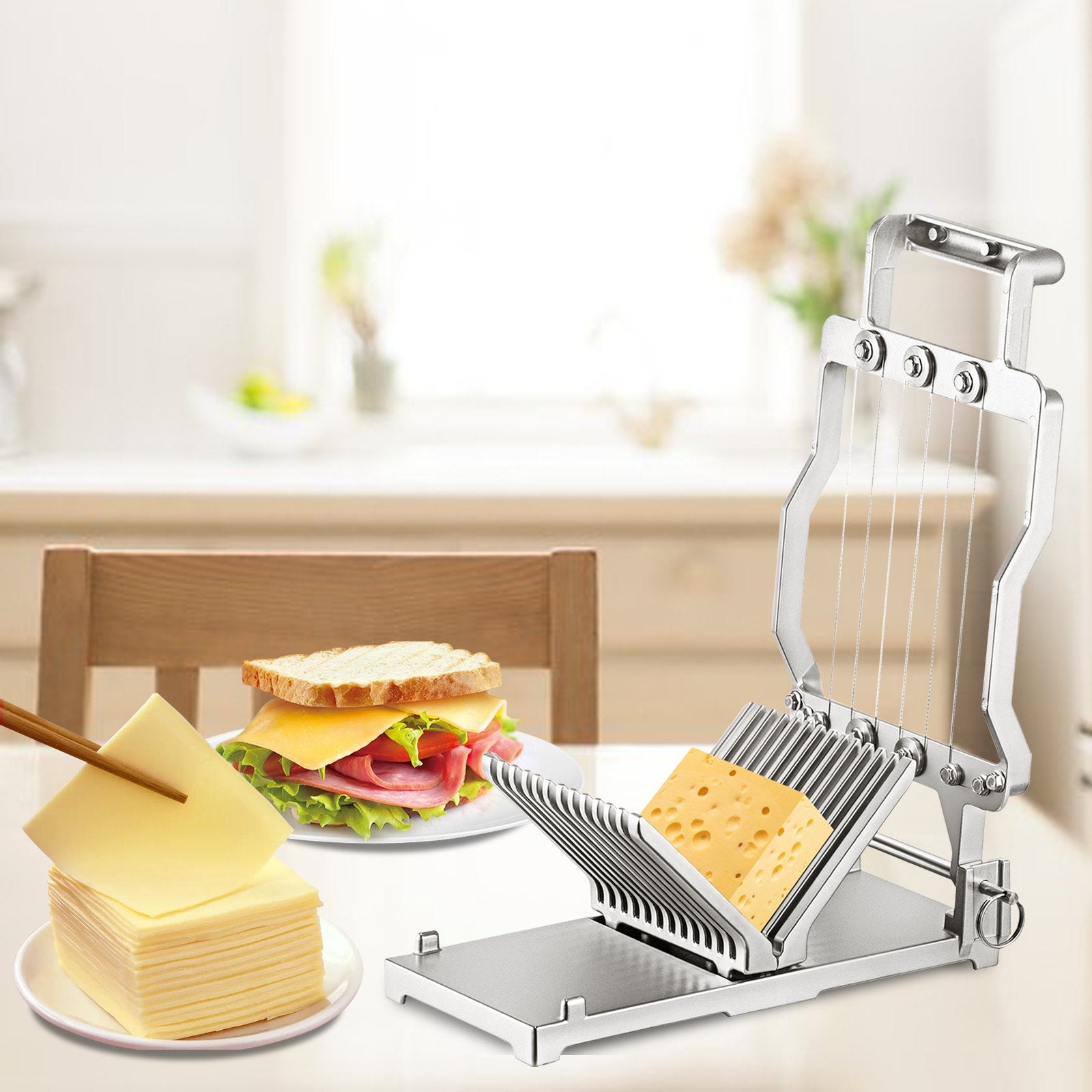 Cheese Cutter With Wire 1 Cm & 2 Cm Cheeser Butter Cutting Blade Replaceable Cheese Slicer Wire, Aluminum Alloy Commercial Cheese Slicer With 304 Stainless Steel Wire Kitchen Cooking Baking Tool