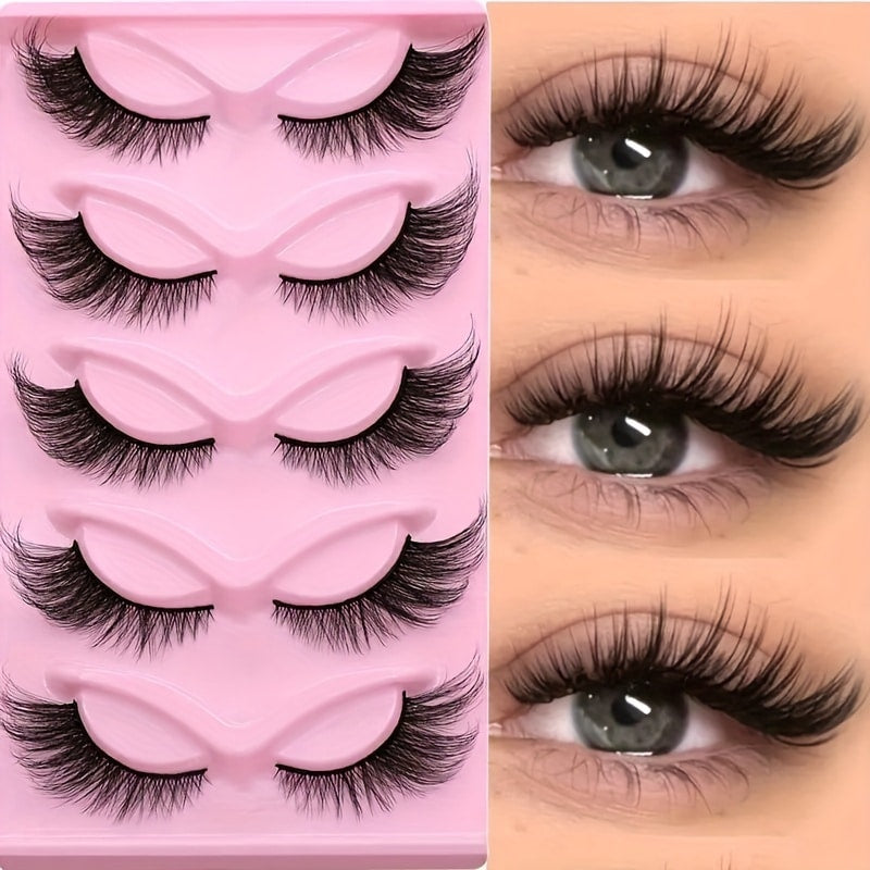 15Pairs Cat Eye Eyelashes 3D Natural False Lashes Fluffy Soft Cross Clear Band Lashes Manga Lashes Wispy Eyelash Makeup