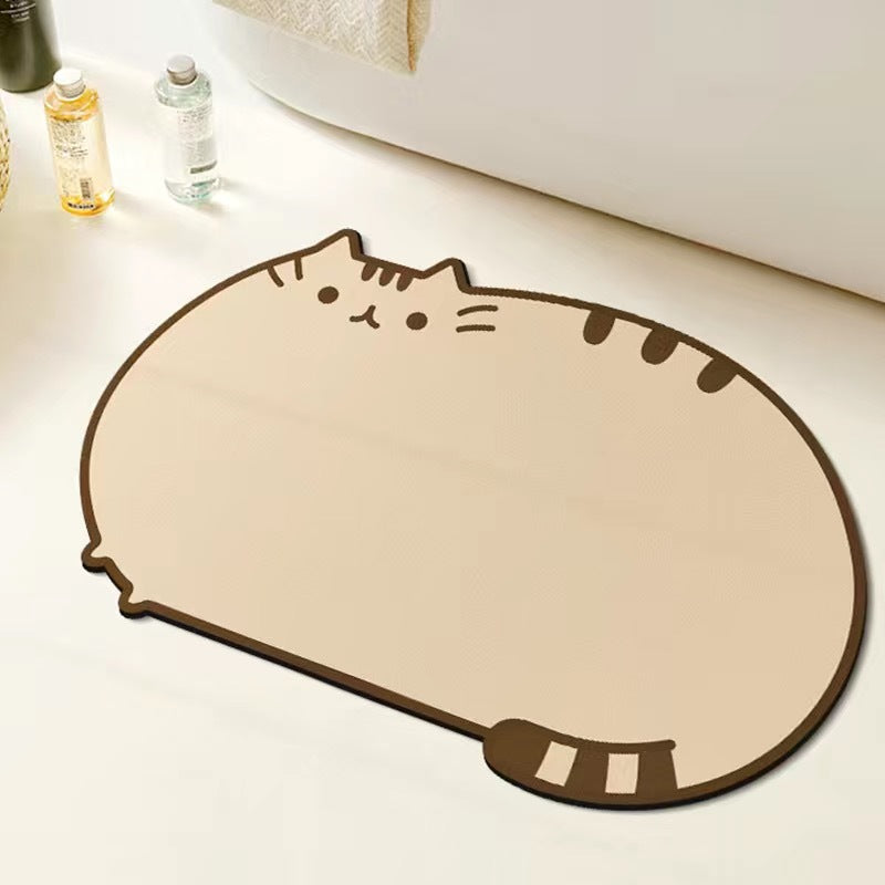 Diatom Ooze Floor Mat Cute Cartoon Cat Foot Mat