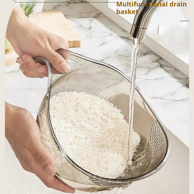 Multifunctional Drain Basket Rice Washing Blue Kitchen Vegetable Basin Sub Fruit Basket