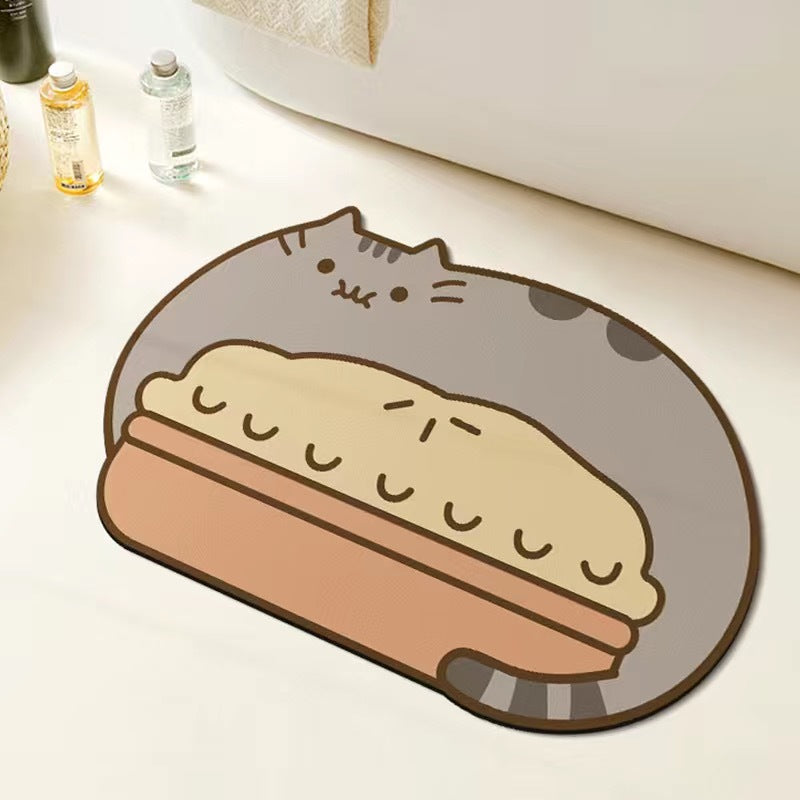 Diatom Ooze Floor Mat Cute Cartoon Cat Foot Mat
