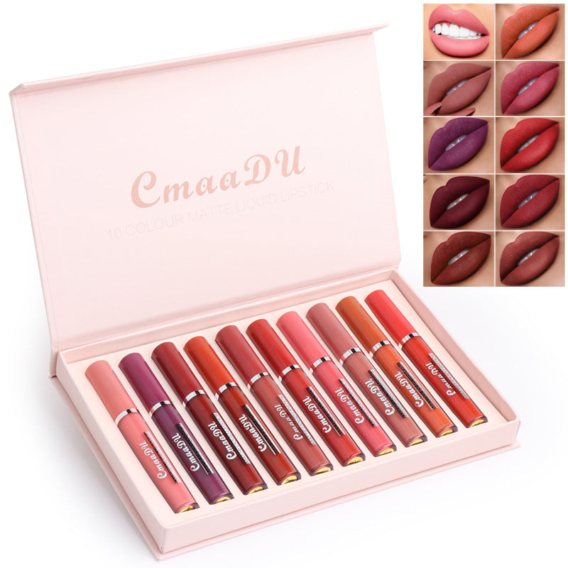 Women's Non-stick Waterproof Matte Lipstick 10pc box