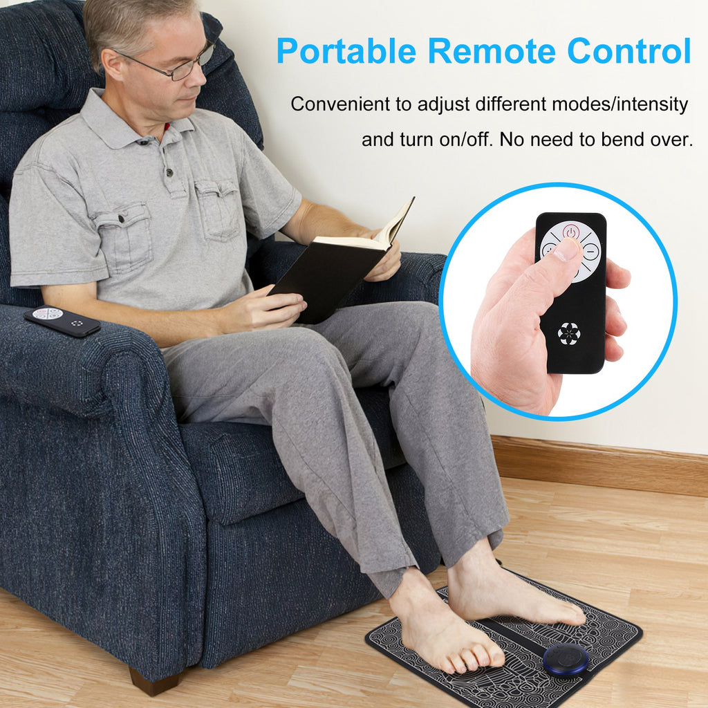 1Pc Foot Massage Pad Electric Stimulator Massager Unit Leg Reshaping Muscle Pain Relax Foldable Massage Mat With 8 Modes 19 Intensity Levels Remote Control