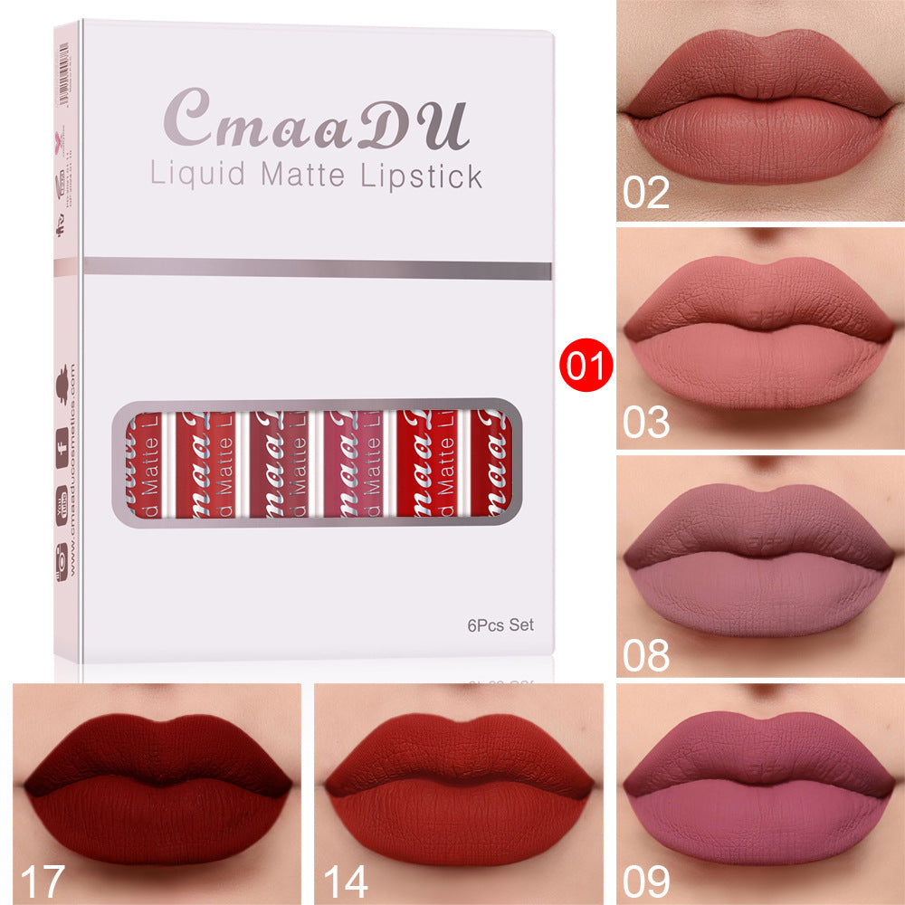 6 colors Of Matte Non-stick Cup Waterproof Lipstick Long Lasting Lip Gloss