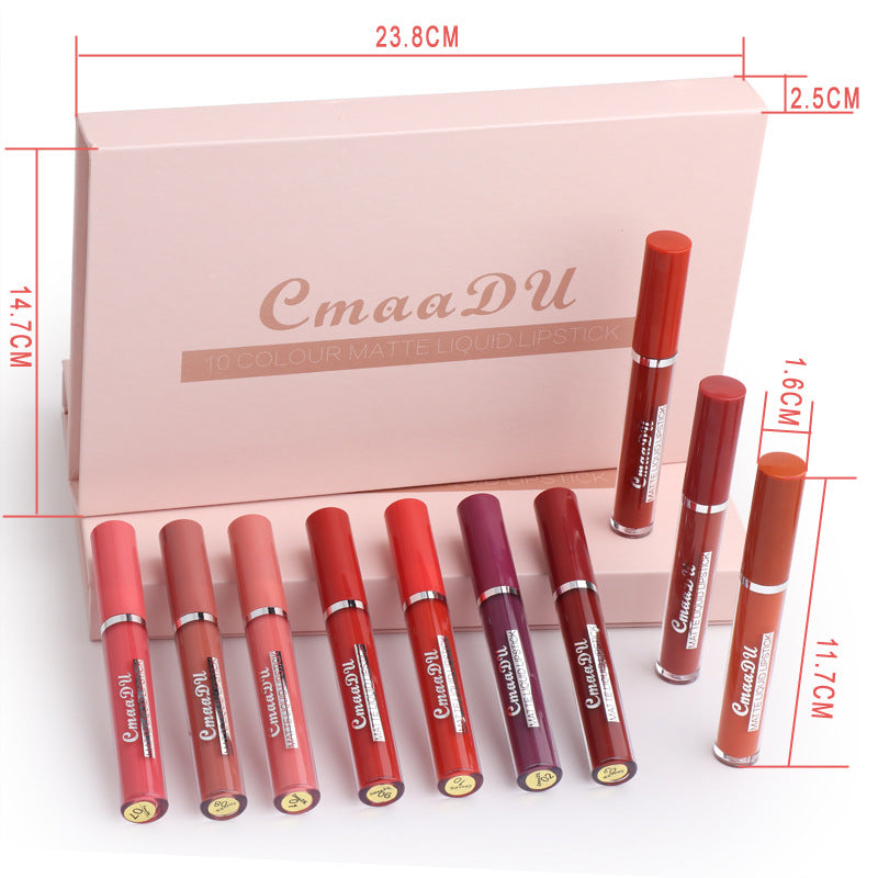 Women's Non-stick Waterproof Matte Lipstick 10pc box